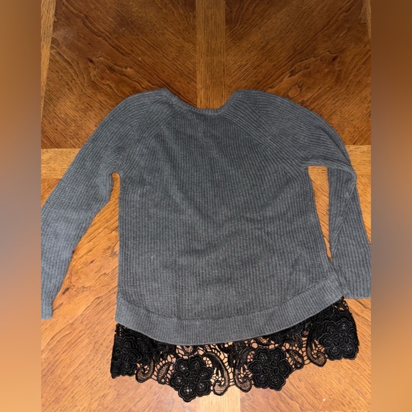 Gray Sweater with Black Lace Detail - Picture 3 of 4